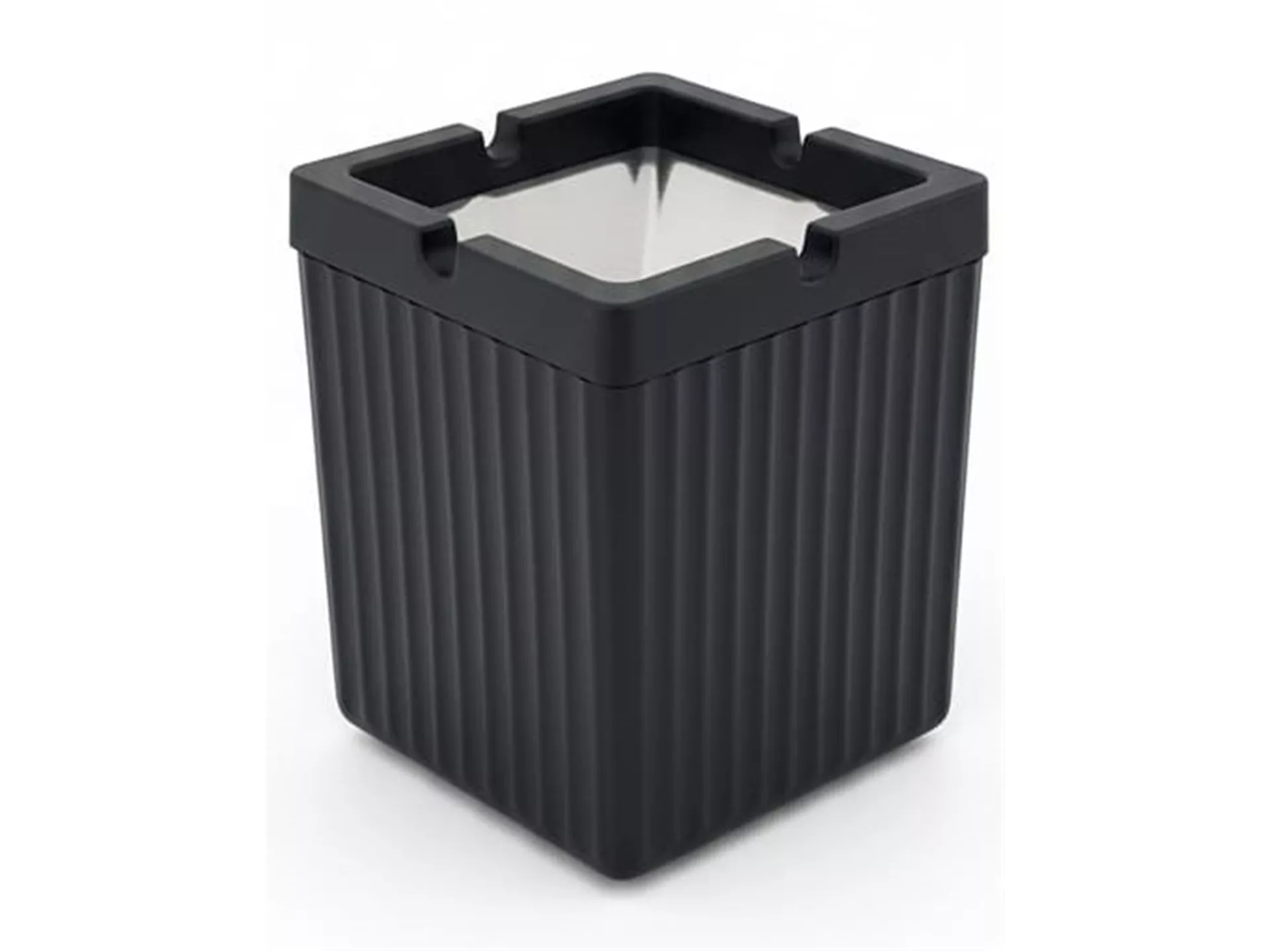 Kokusuz Metal Kapaklı Kare Küllük Siyah