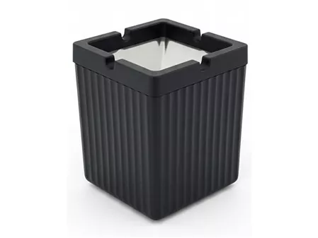 Kokusuz Metal Kapaklı Kare Küllük Siyah